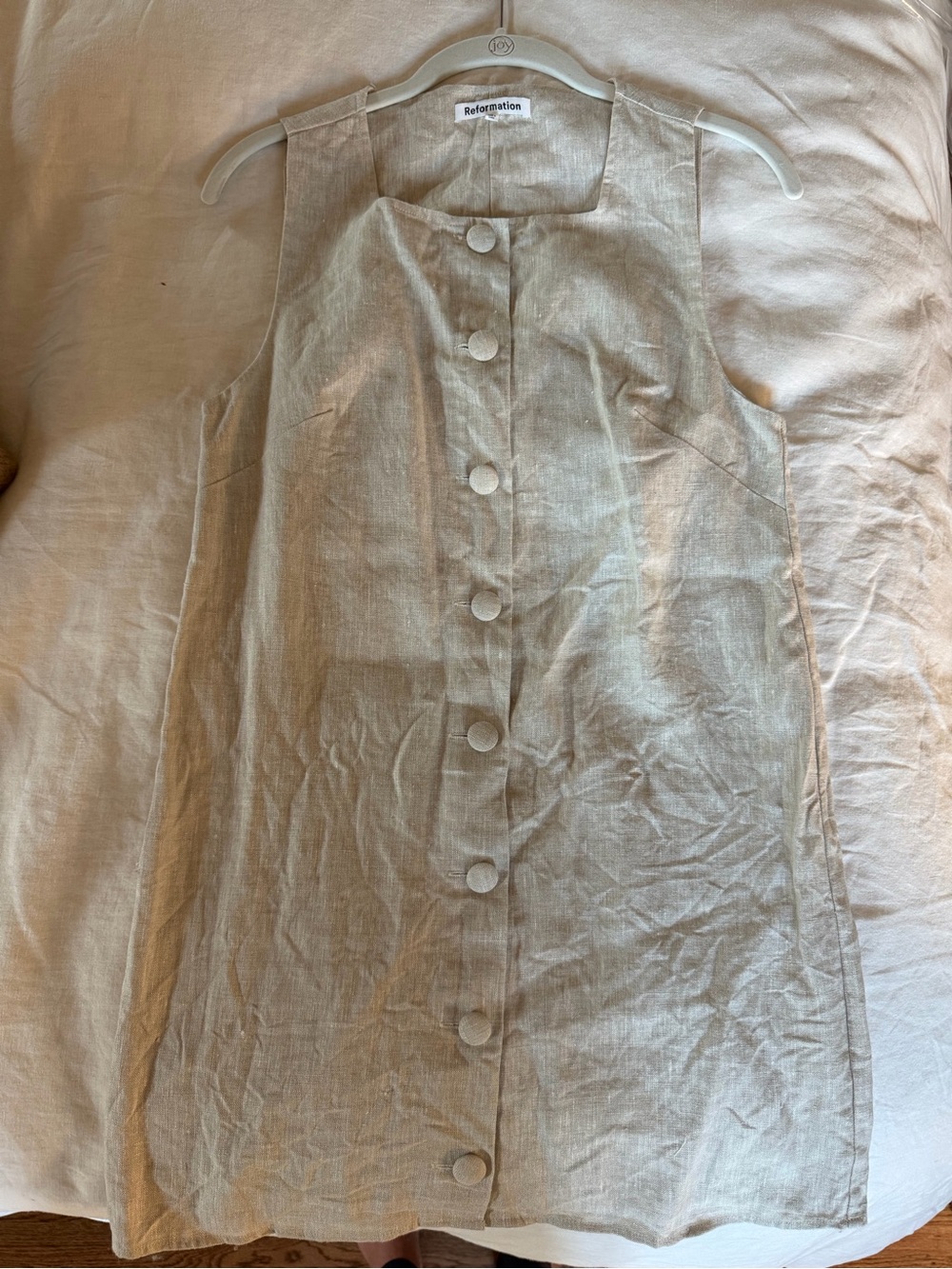 Reformation Linen Button-Front Mini Dress